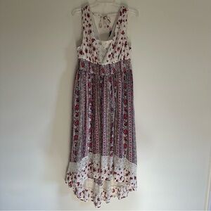 Torrid Maxi Hi-Low Gauze Lace Inset Lined Vintage Floral Dress Fairy Cottagecore